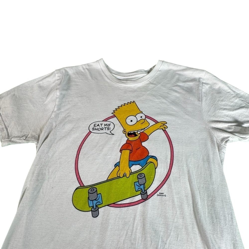 The Simpsons Bart Simpson Skateboard Tee Eat My Shorts Shirt Womenâs S White - Picture 2 of 6